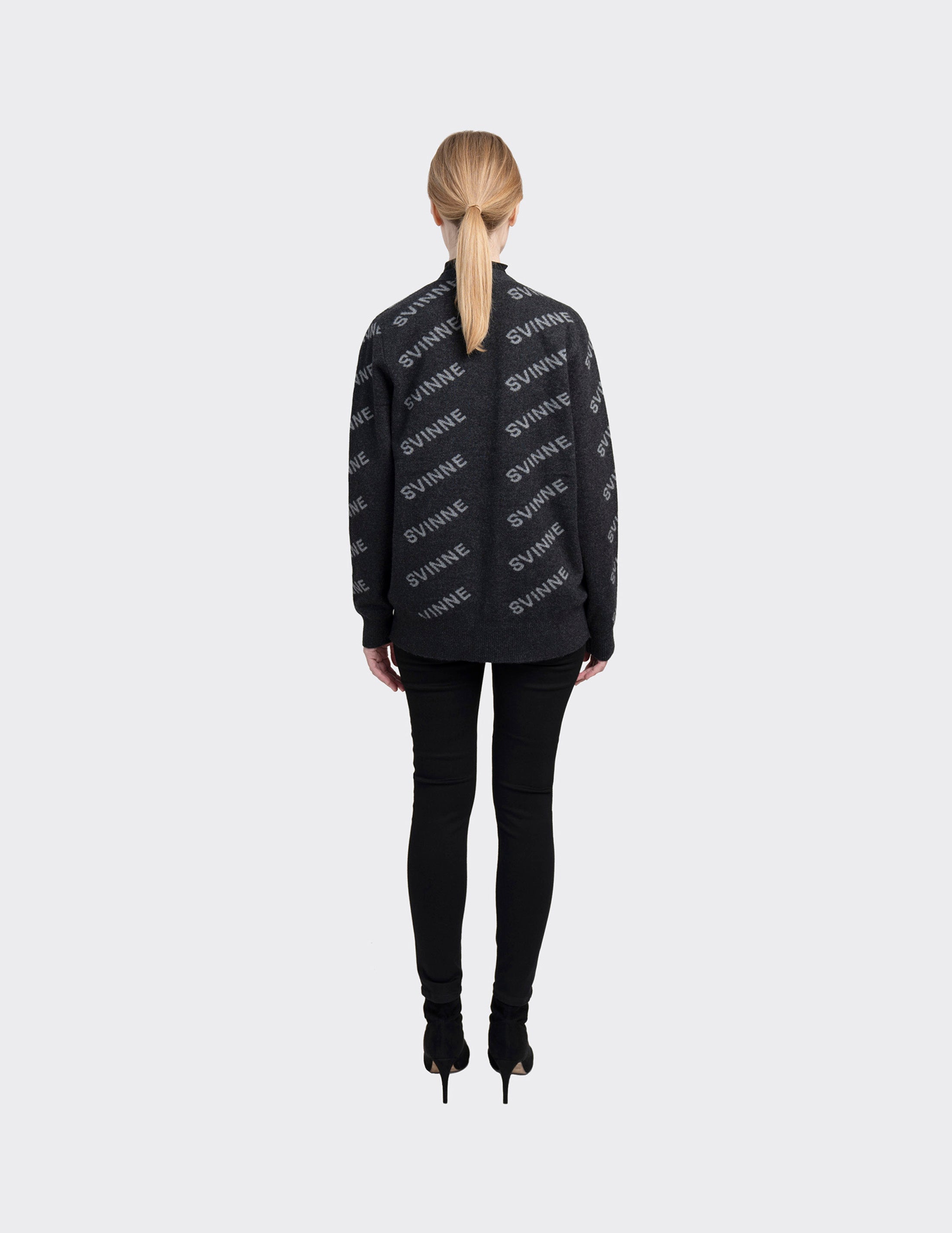 Monogram Motif Cashmere Jacquard Cardigan in Black lead