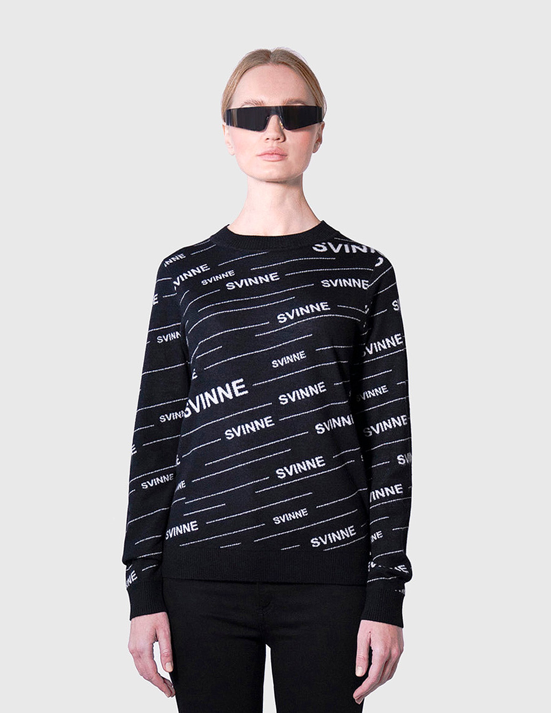 Monogram Merion Wool Cashmere Blend Jacquard Sweater in Black