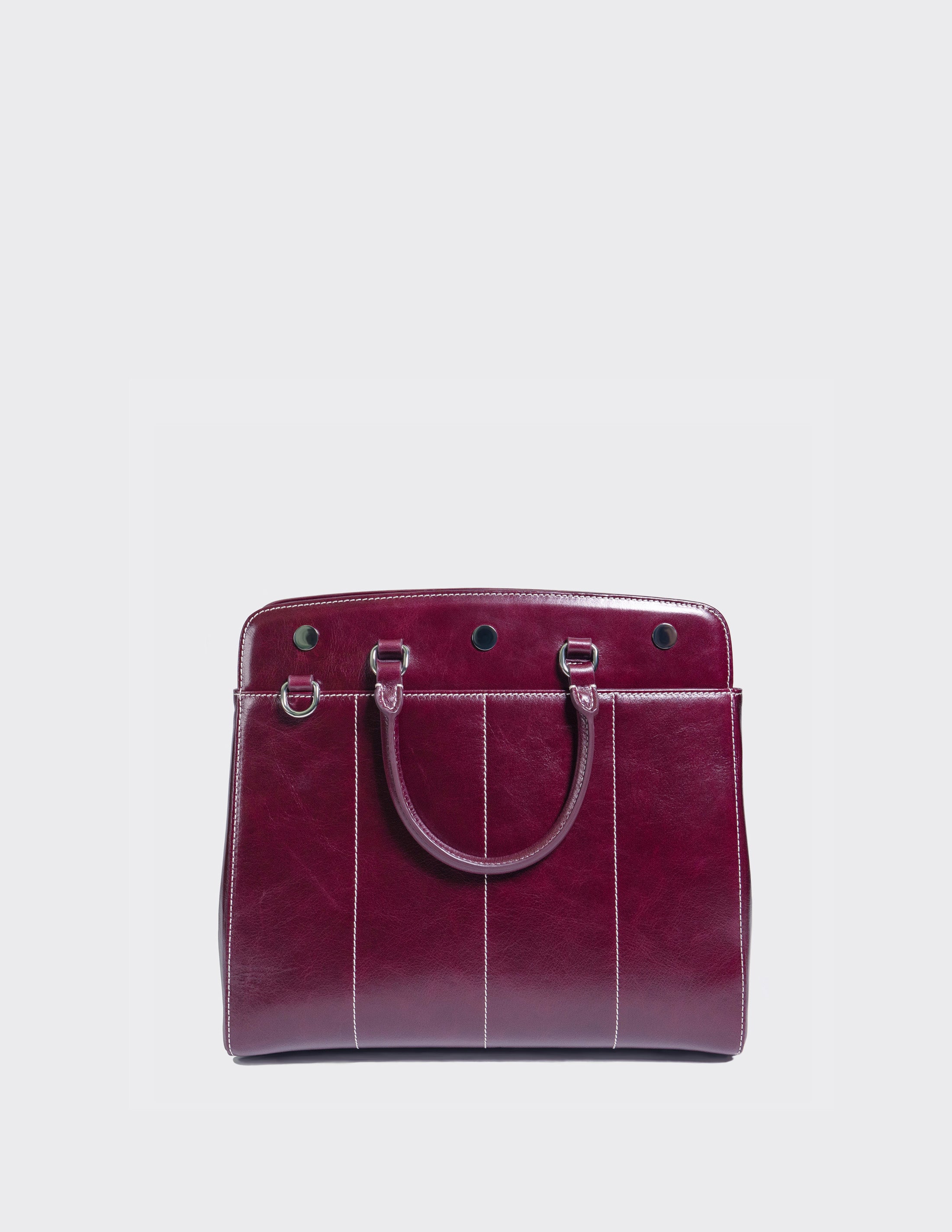 Leather Large October Bag in Cassis