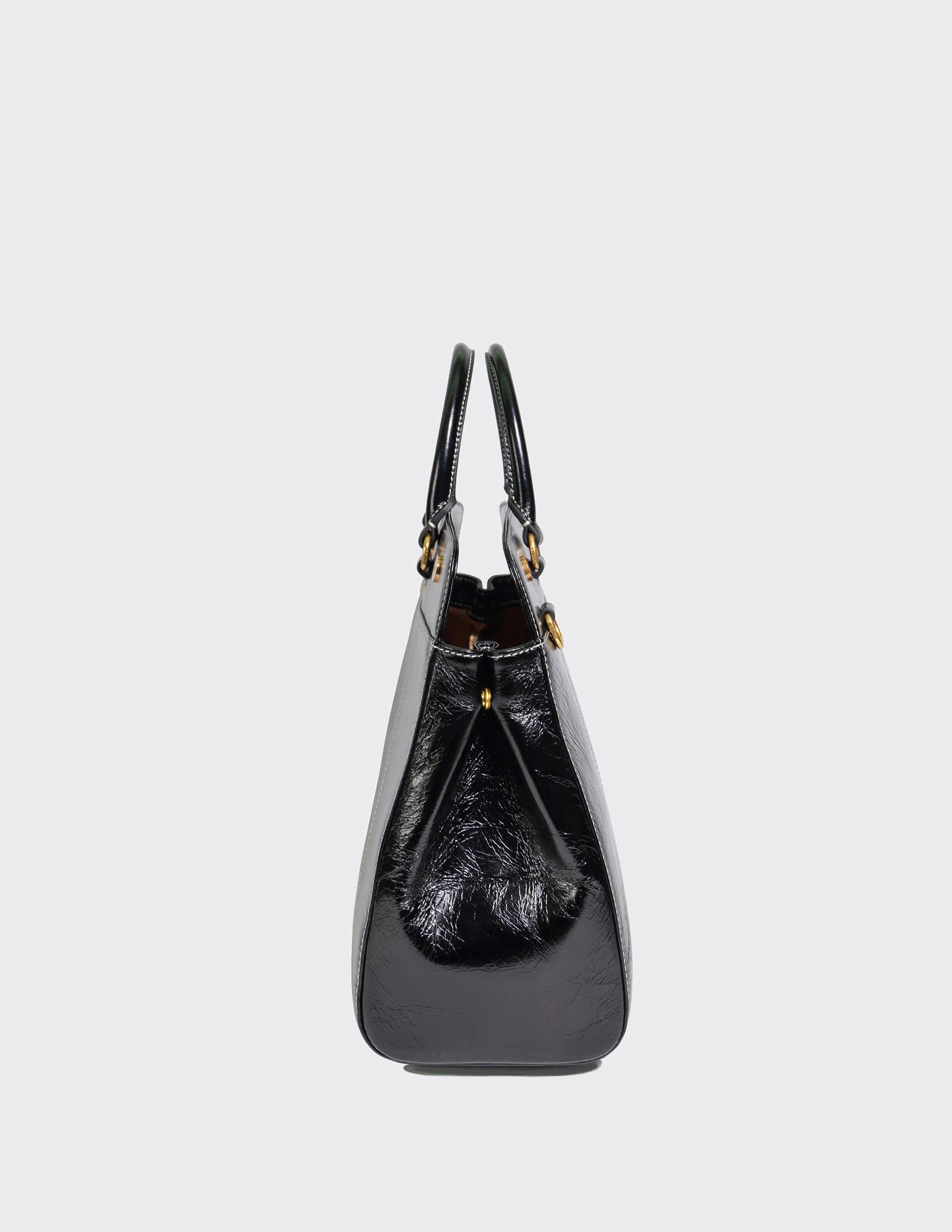 Leather Large October Bag in Black(Gold-Tone)